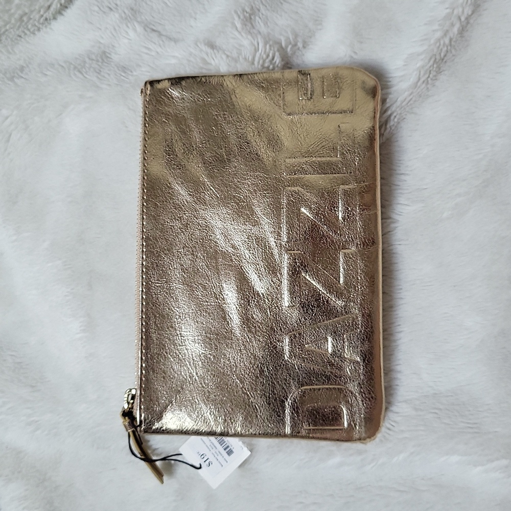 Gold Dazzle Medium Pouch With Keyring, New With Tags